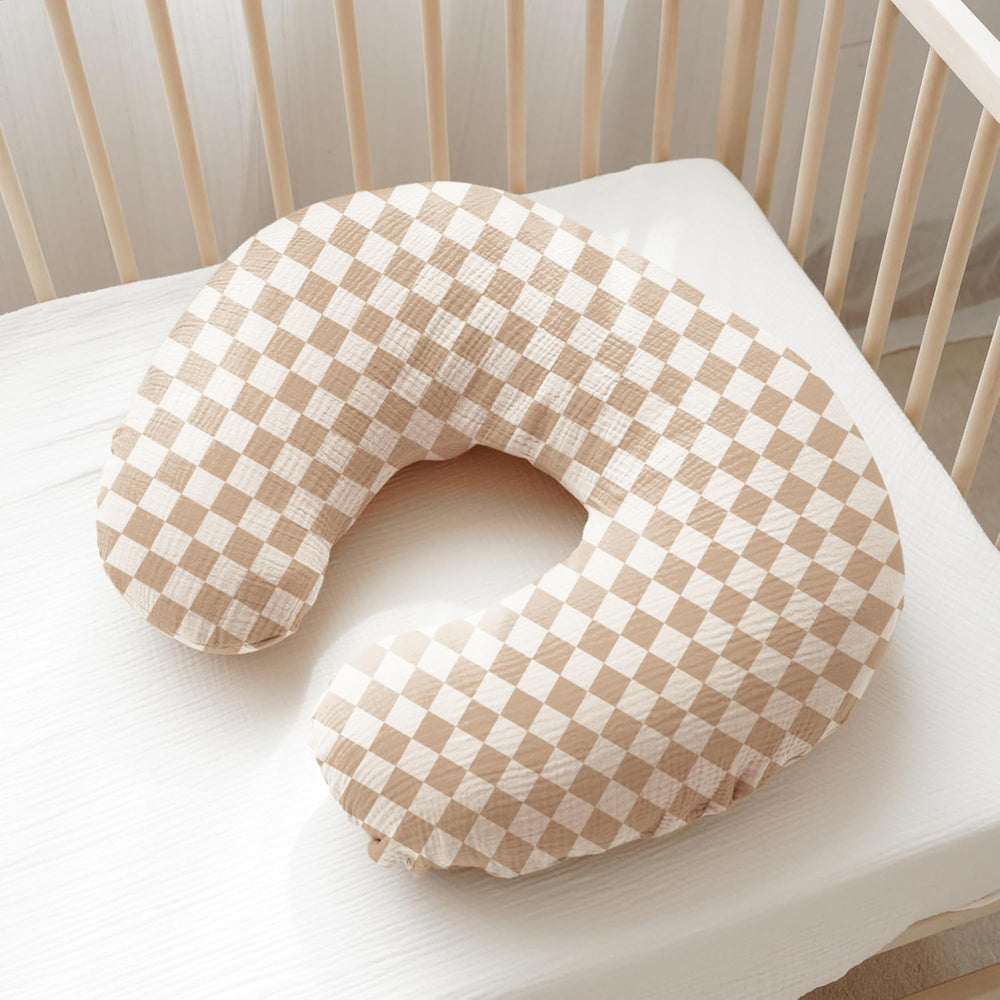 Konssy muslin nursing pillow cover on pillow shows easy slip-on, breathable comfort