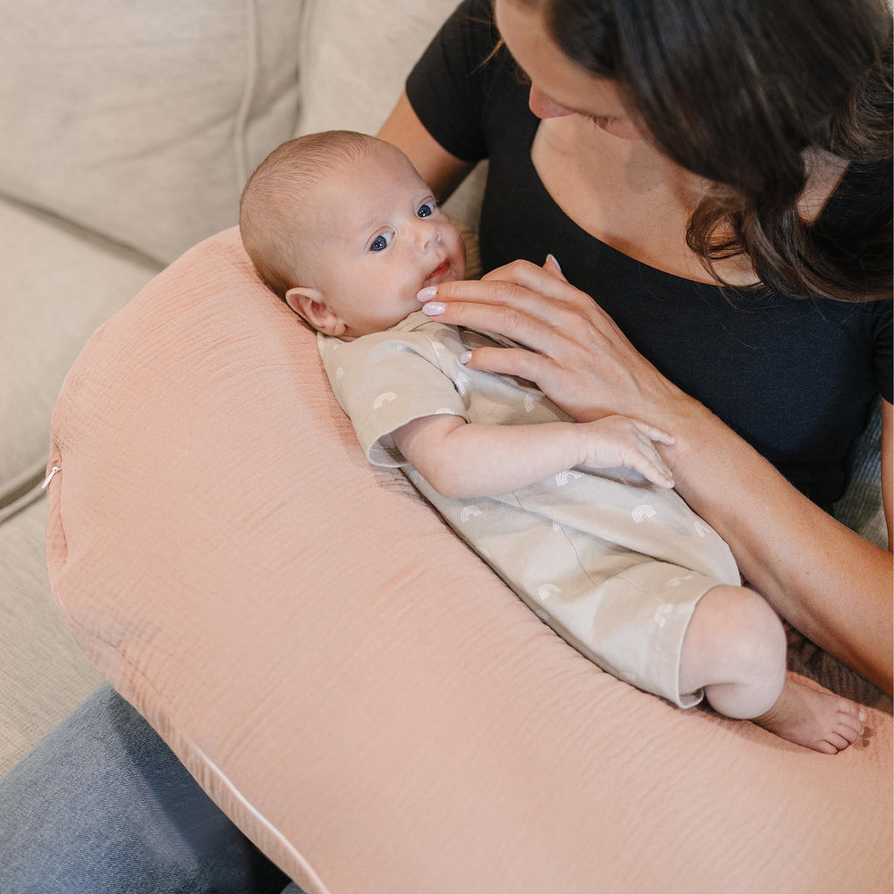 Konssy nursing pillow cover slip-on easy fit enables quick changes between feeds