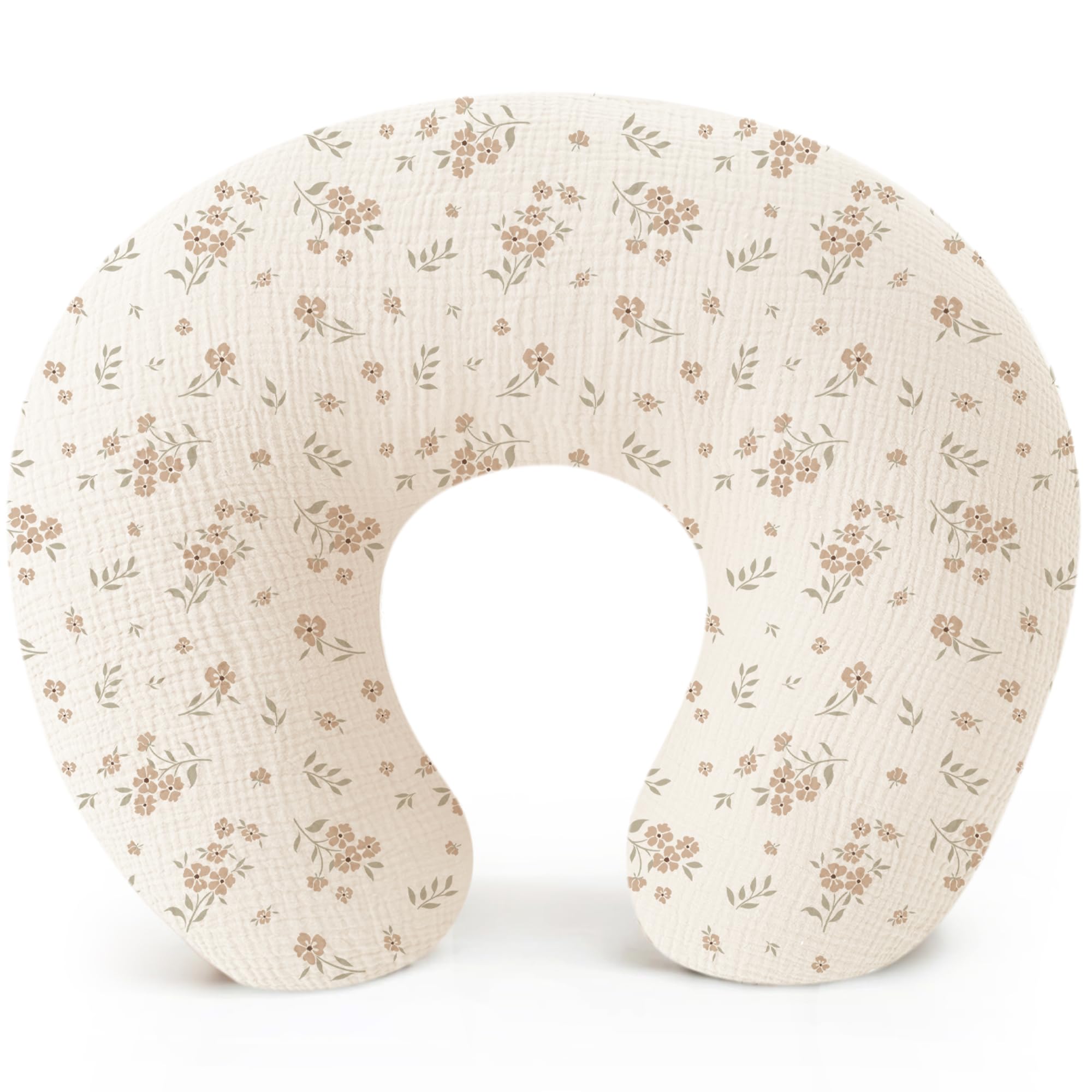 Konssy muslin nursing pillow cover close-up shows soft skin-friendly fabric for feeding comfort.