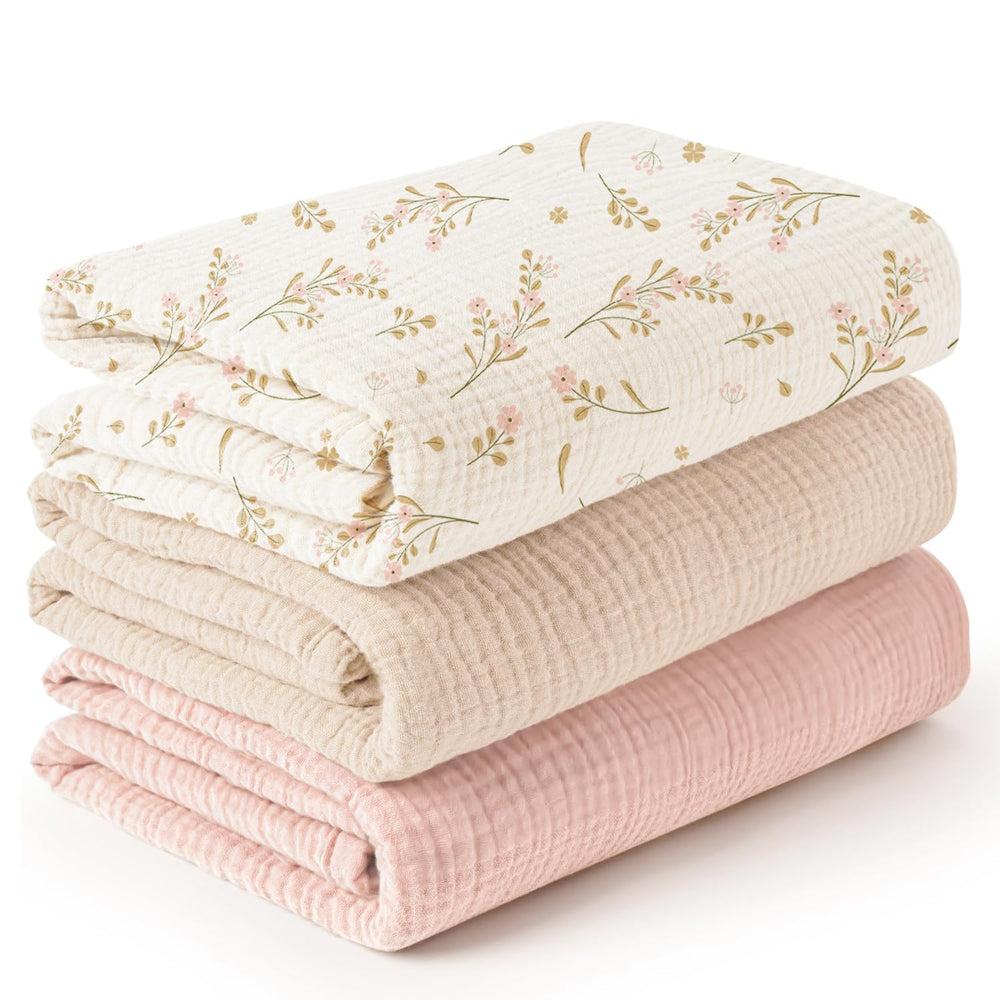 Konssy muslin swaddle blankets front view shows large breathable 47 x 47 size for easy newborn wrapping