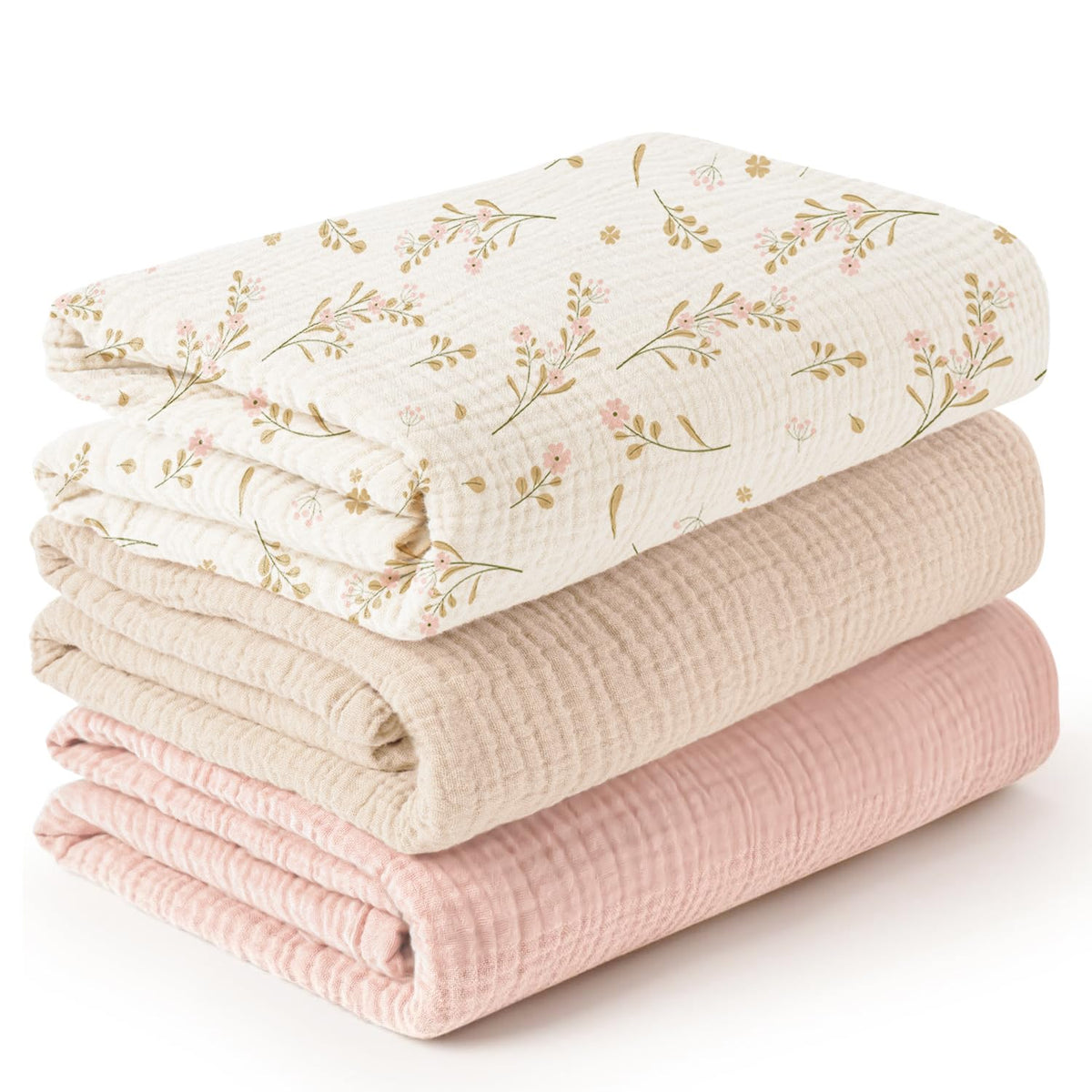 Konssy muslin swaddle blankets front view shows large breathable 47 x 47 size for easy newborn wrapping