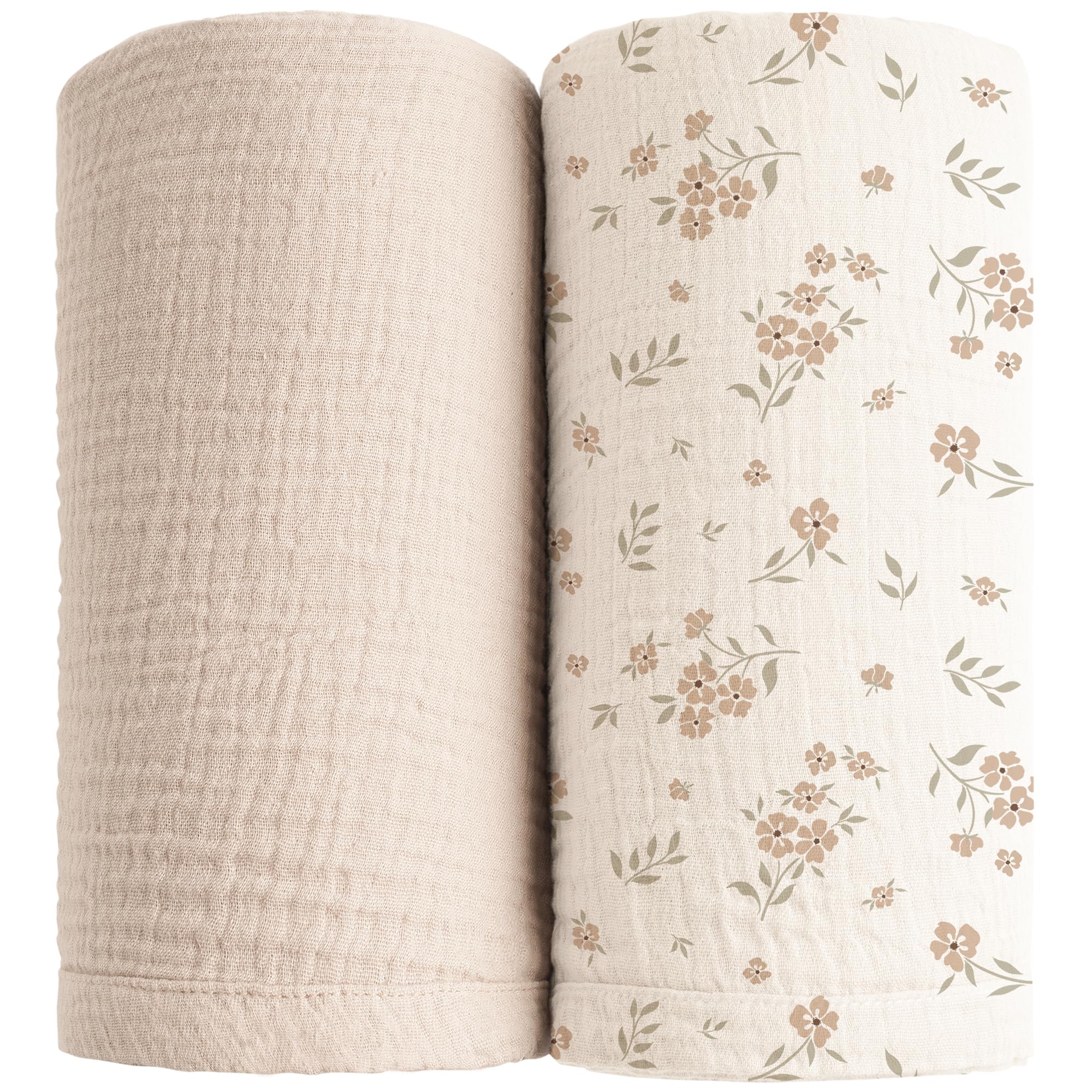 Konssy Blossom and Cream swaddle blankets pack shown for newborn comfort and versatility.