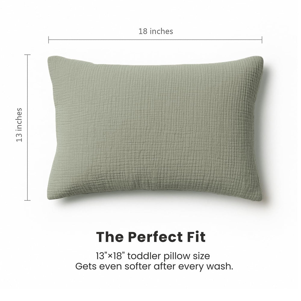 Konssy Muslin Toddler Pillowcase 2pack provides easy replacements and value.