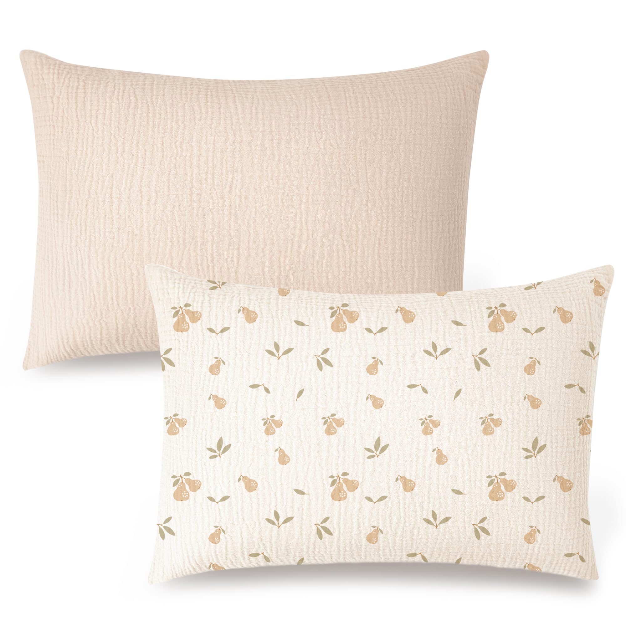 Konssy muslin toddler pillowcase closeup highlights soft cotton texture for gentle skin