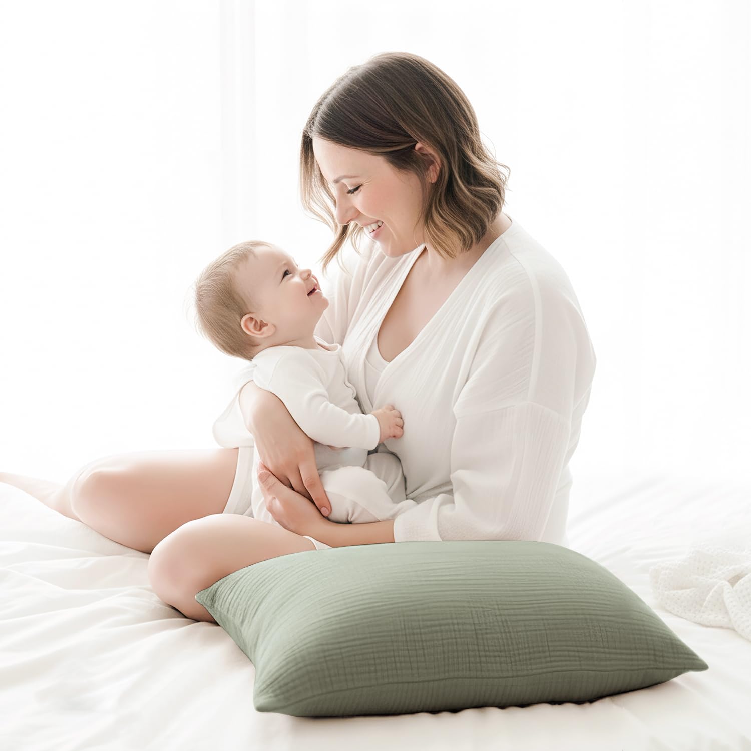 Konssy pillowcase 100% cotton feels airy and breathable for warm nights.