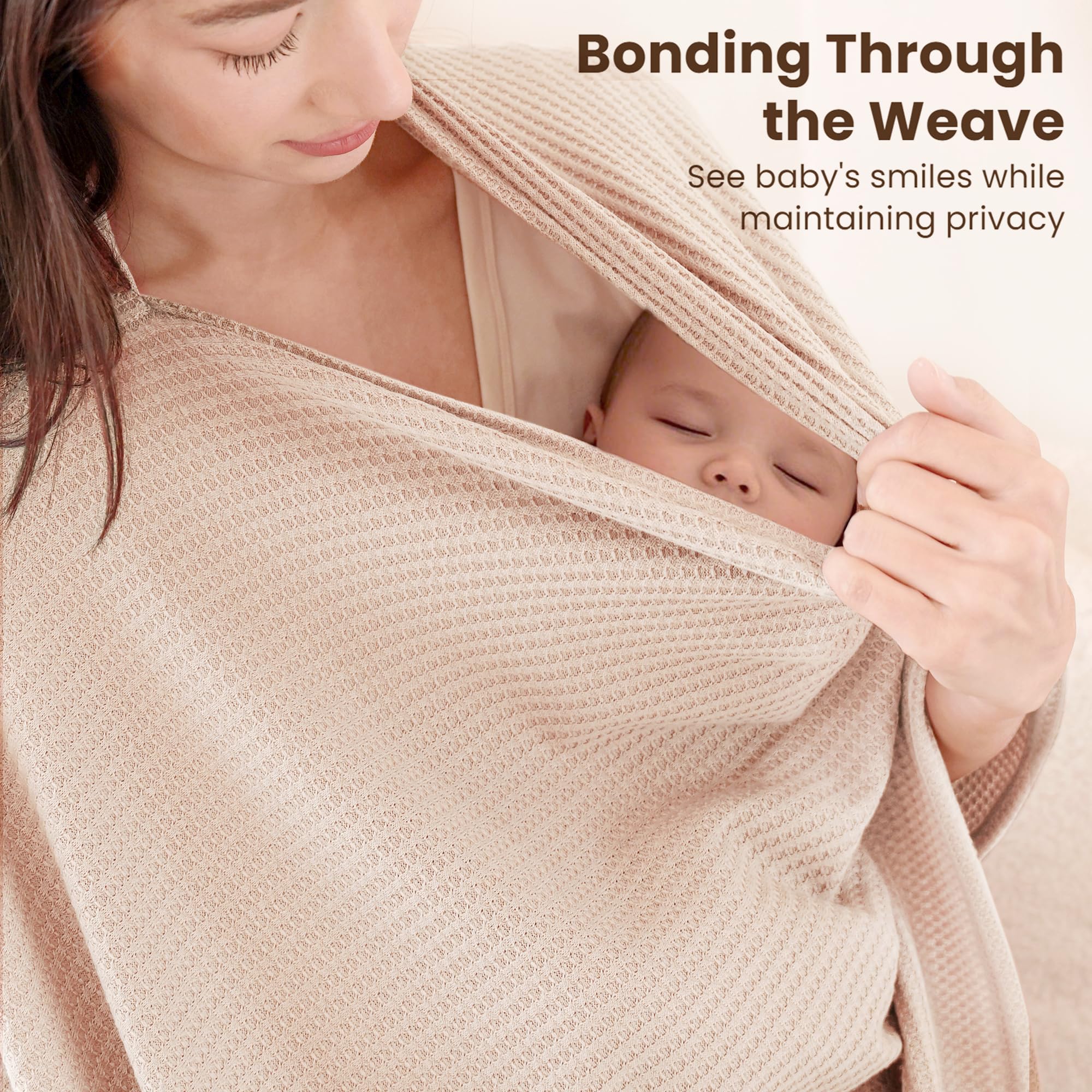 Konssy nursing cover beige soft fabric keeps you cool during feeds