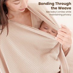 Konssy nursing cover beige soft fabric keeps you cool during feeds
