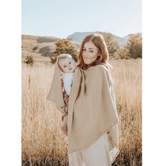 Konssy nursing cover car-seat canopy shields baby from sun and crowds while on the go.