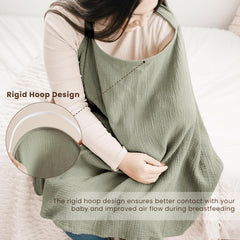 Konssy nursing-cover-rigid-hoop-neckline provides clear view and airflow during feeds.
