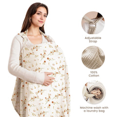 Konssy Muslin Nursing Cover rigid hoop view enables easy baby sightlines and airflow.