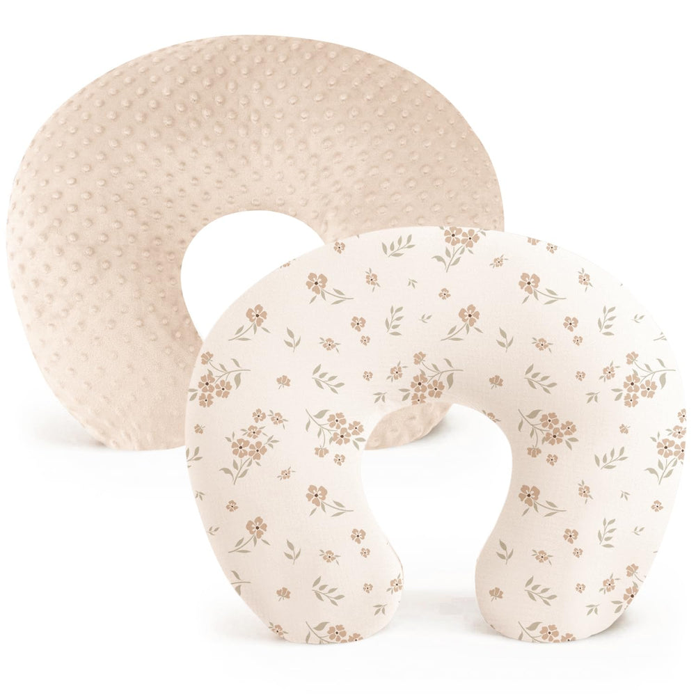 Konssy nursing pillow cover brown soft minky—cozy feeding comfort.