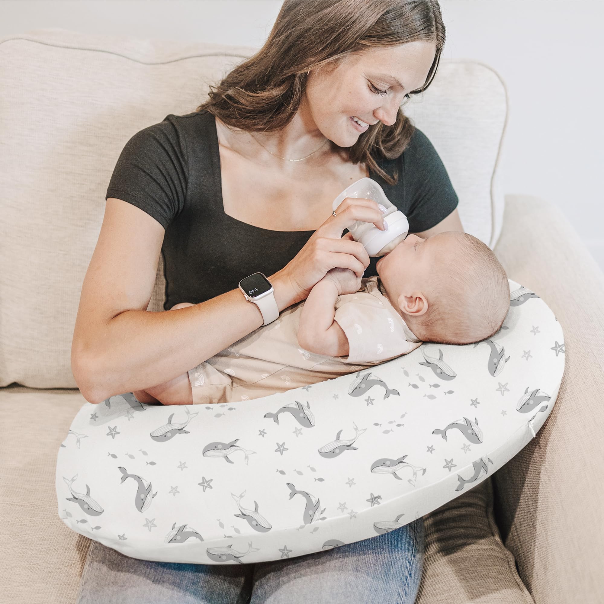 Konssy nursing pillow cover protects pillow from stains for easy maintenance