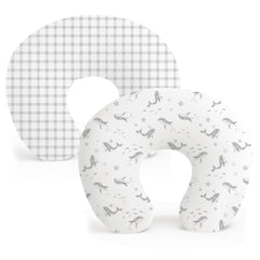 Konssy nursing pillow cover starry whales close-up shows soft breathable fabric for feeding comfort