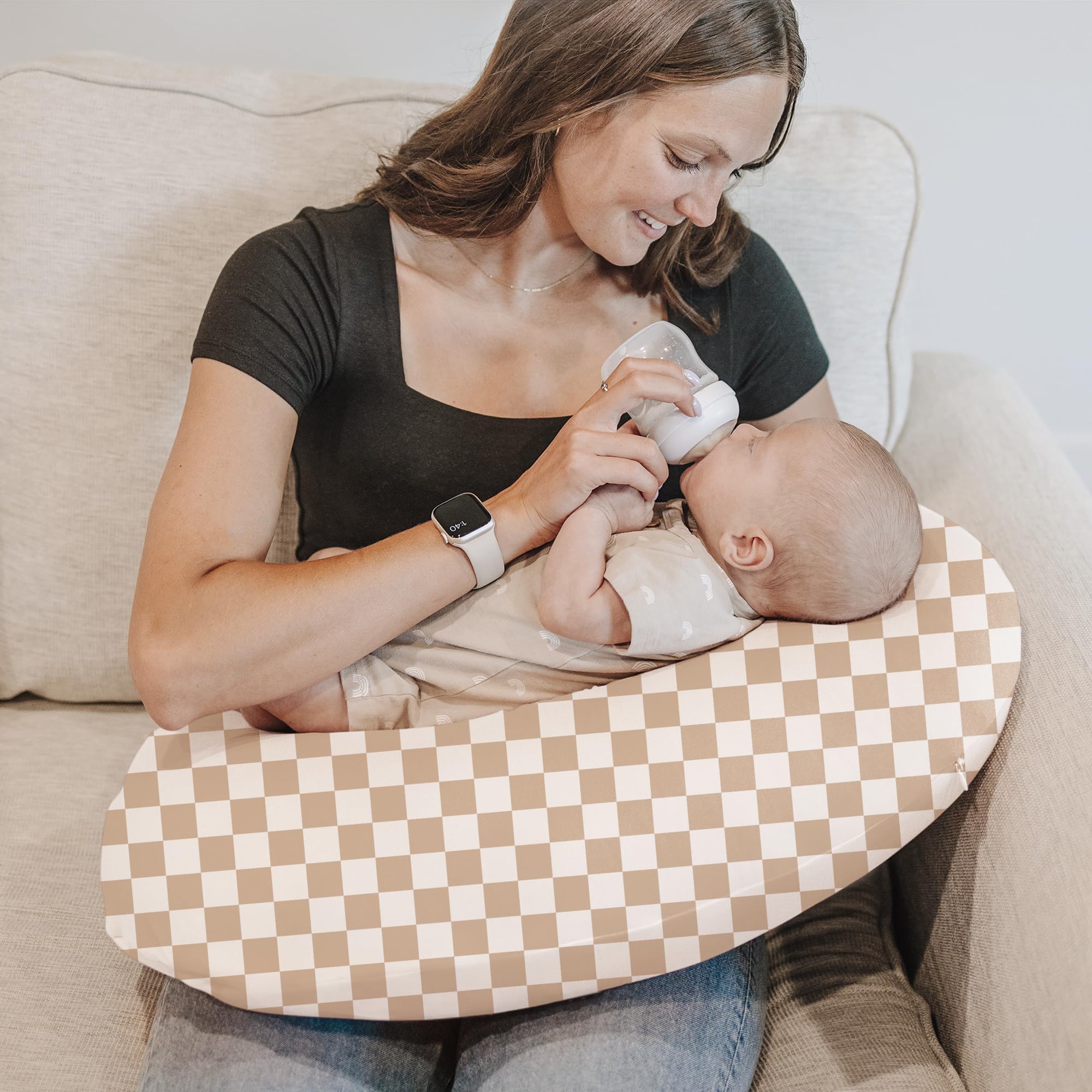 Konssy nursing pillow cover Two-pack—great for swapping covers between feeds.