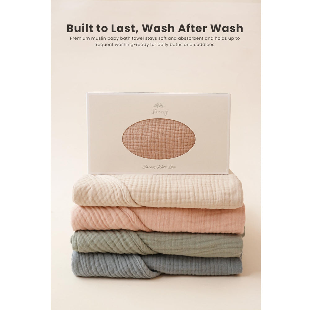 Konssy towel bath time joy with cute hooded design for easier routines.