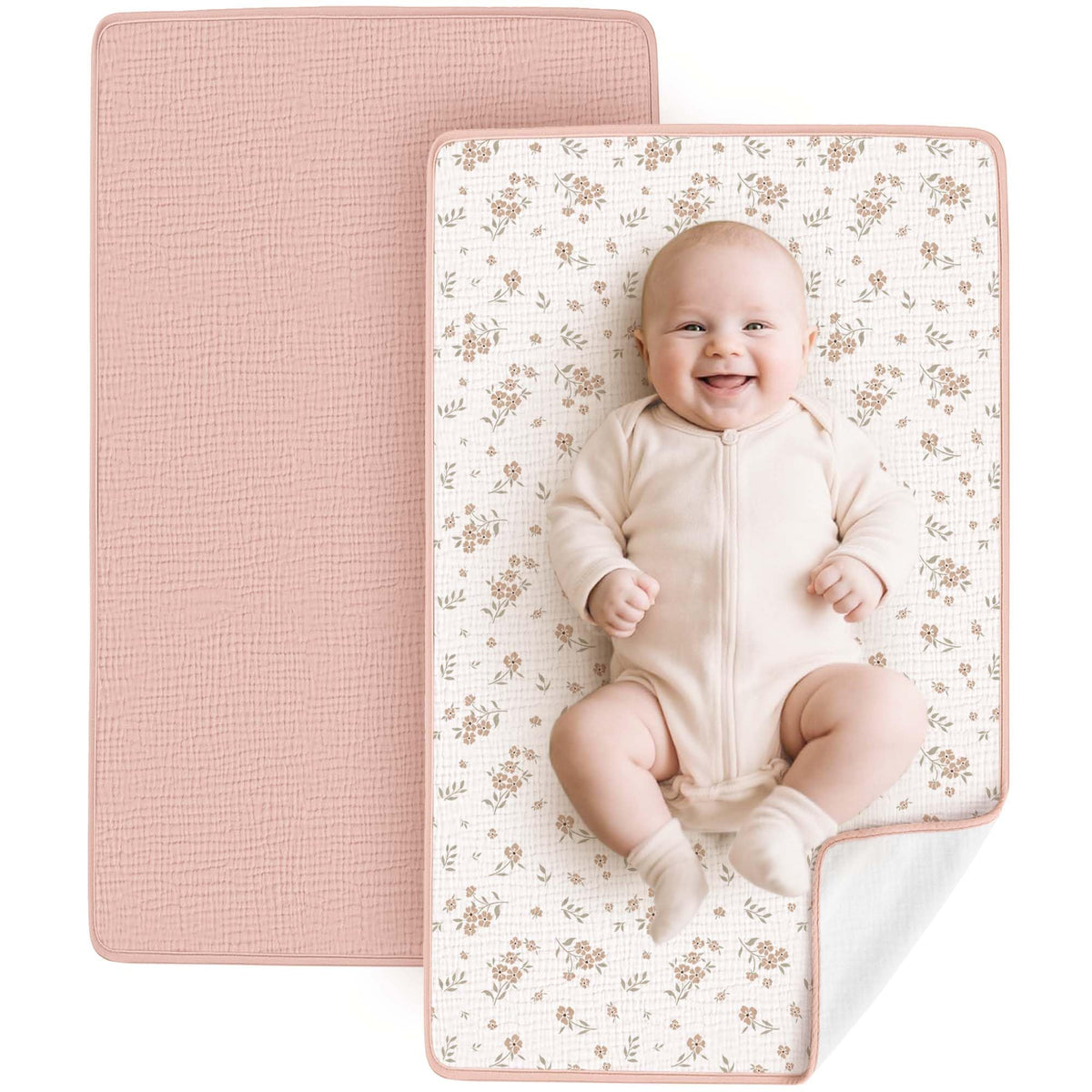 Konssy waterproof changing pad protects surfaces during diaper changes.
