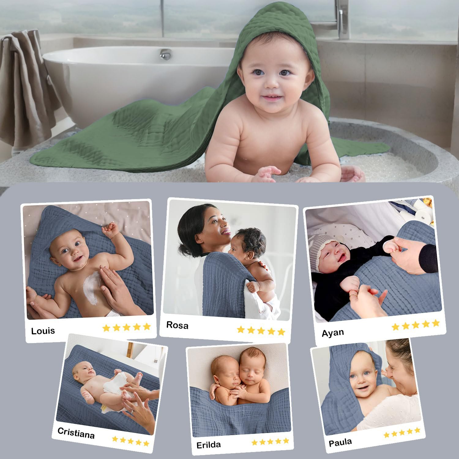 Koo-dib baby towel folding view shows easy wrap and storage
