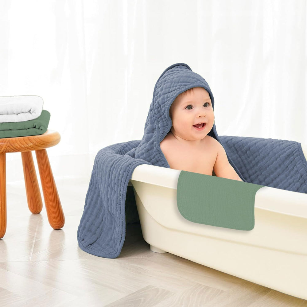 Koo-dib soft hooded baby towel green absorbs moisture gently for delicate skin
