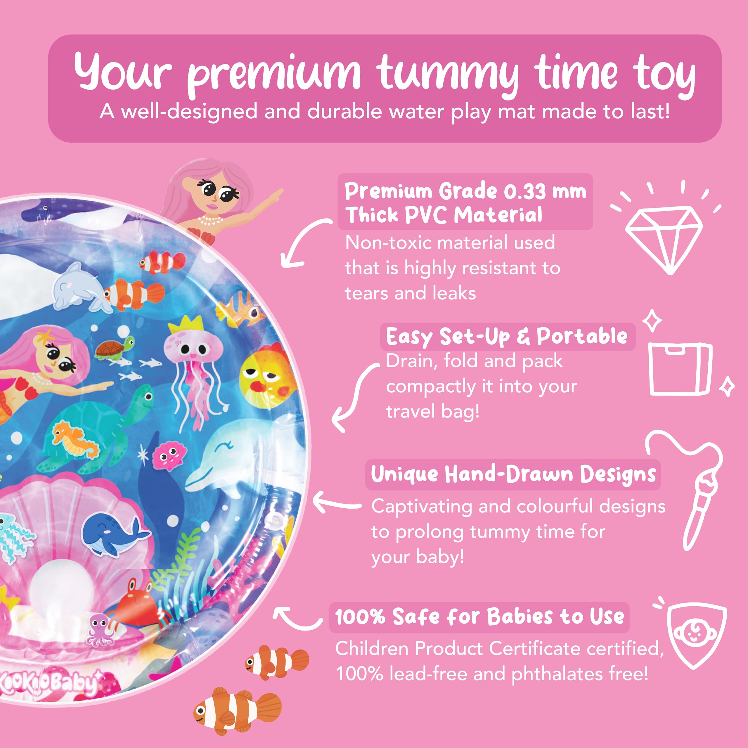 KooKooBaby floating sea creatures add playful motion during tummy time