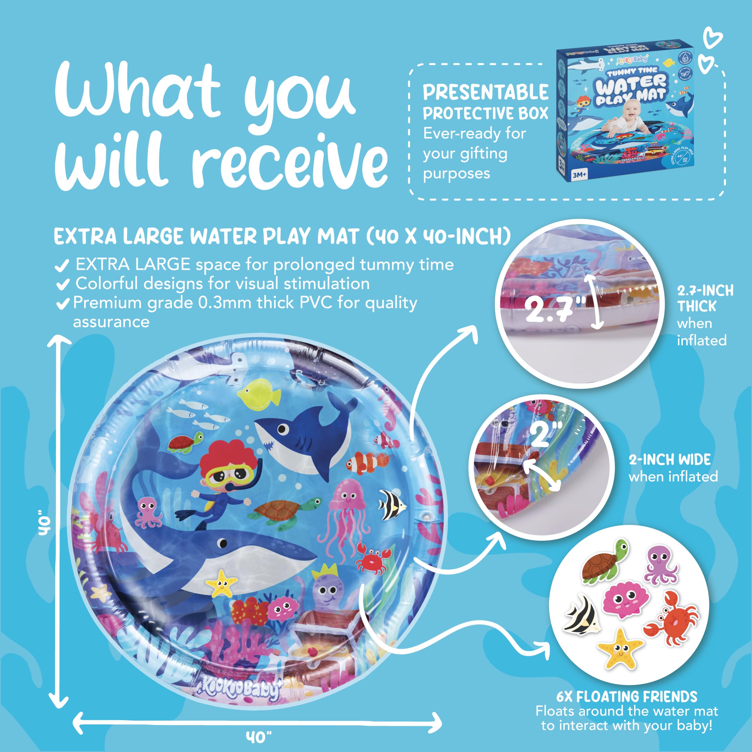 KooKooBaby gift-ready tummy time mat ideal for new parents
