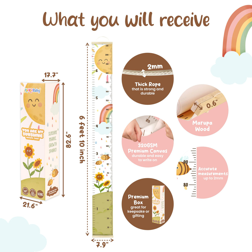 KooKooBaby growth chart wall 2ft installation guide demonstrates easy setup