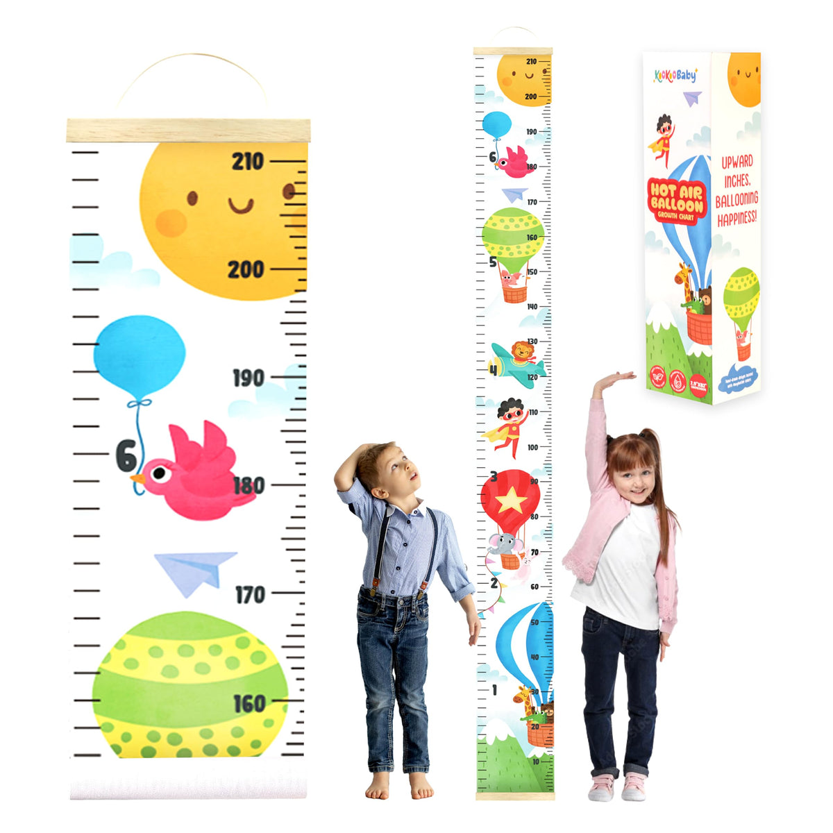 KooKooBaby growth chart wall 82x7.9 wooden frame sturdy height tracking in a nursery