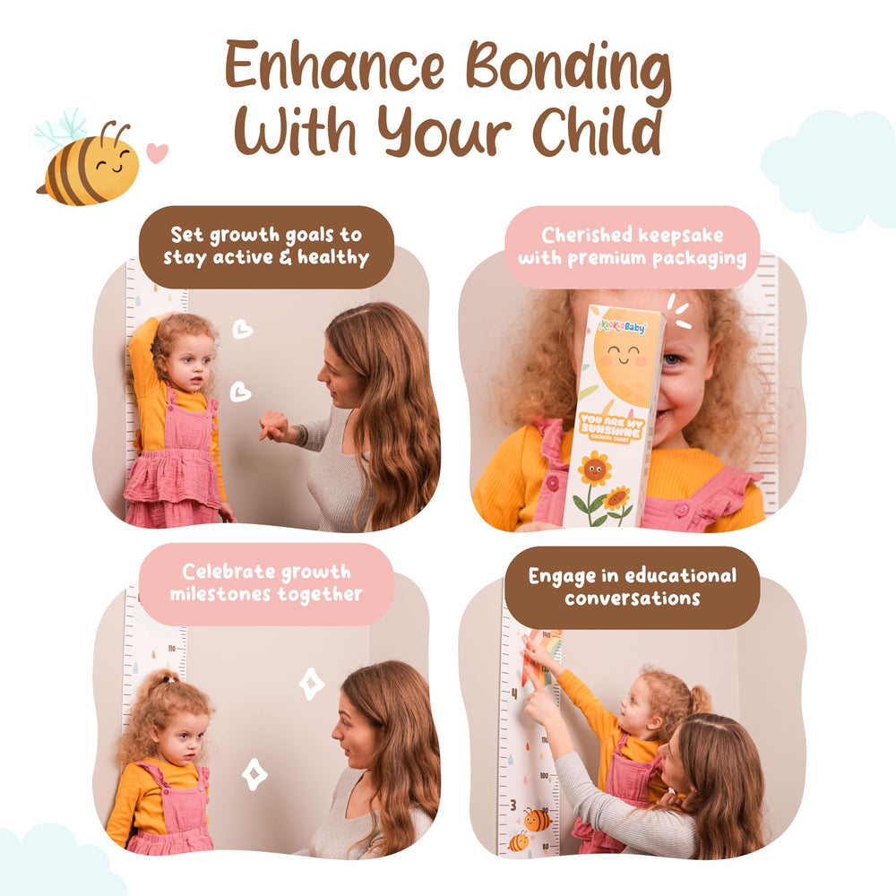 KooKooBaby growth chart wall with color illustrations enhances bedroom decor