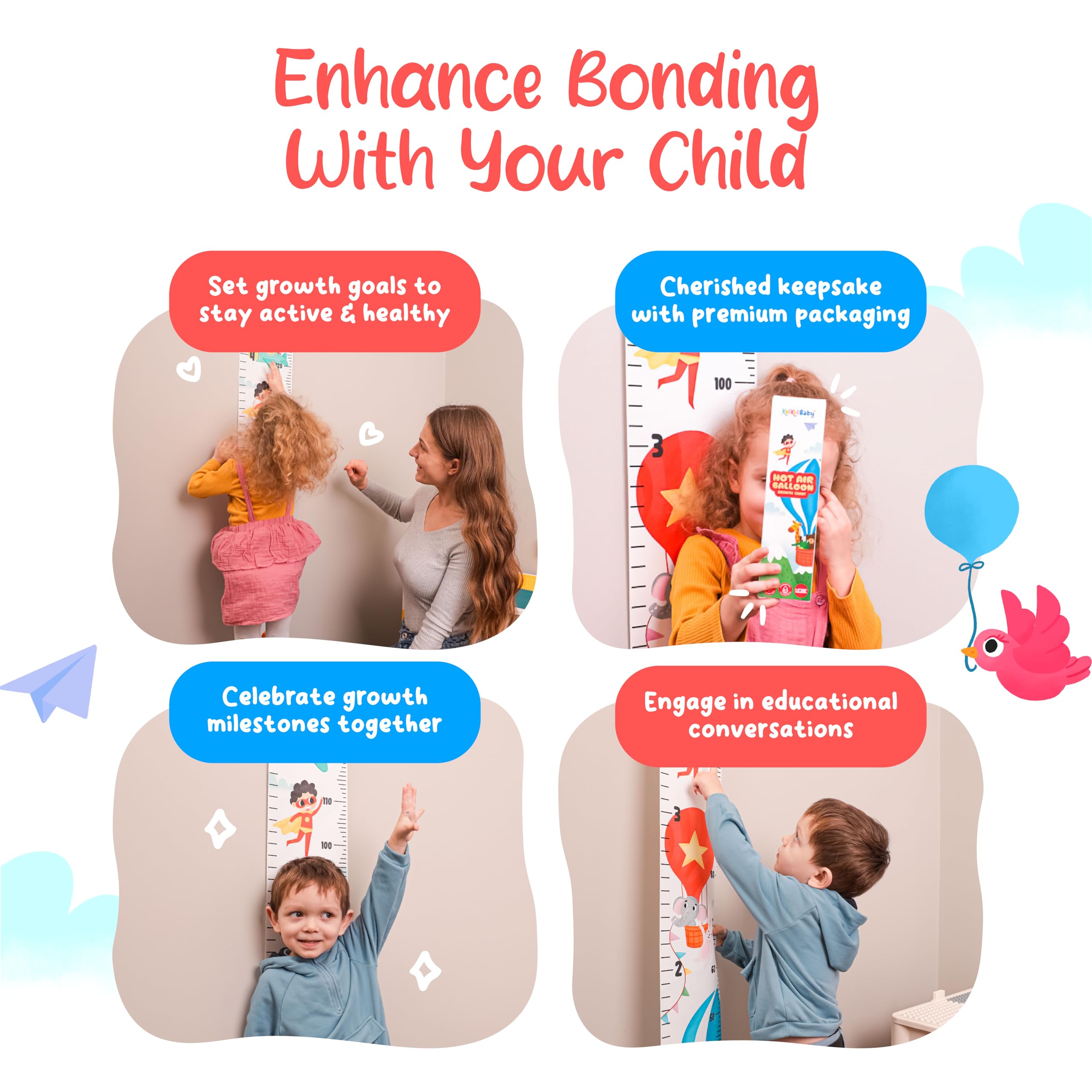 KooKooBaby growth chart wall baby-toddler features playful illustrations brighten a nursery