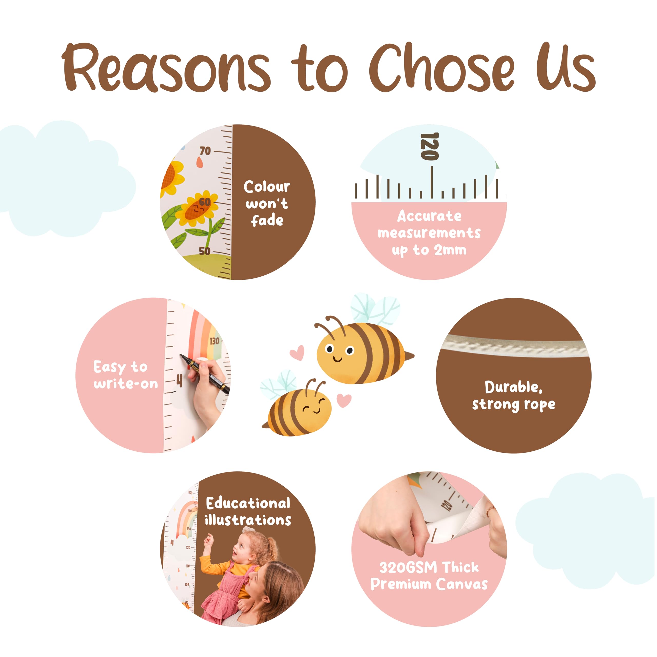 KooKooBaby growth chart wall measures height through childhood to teens