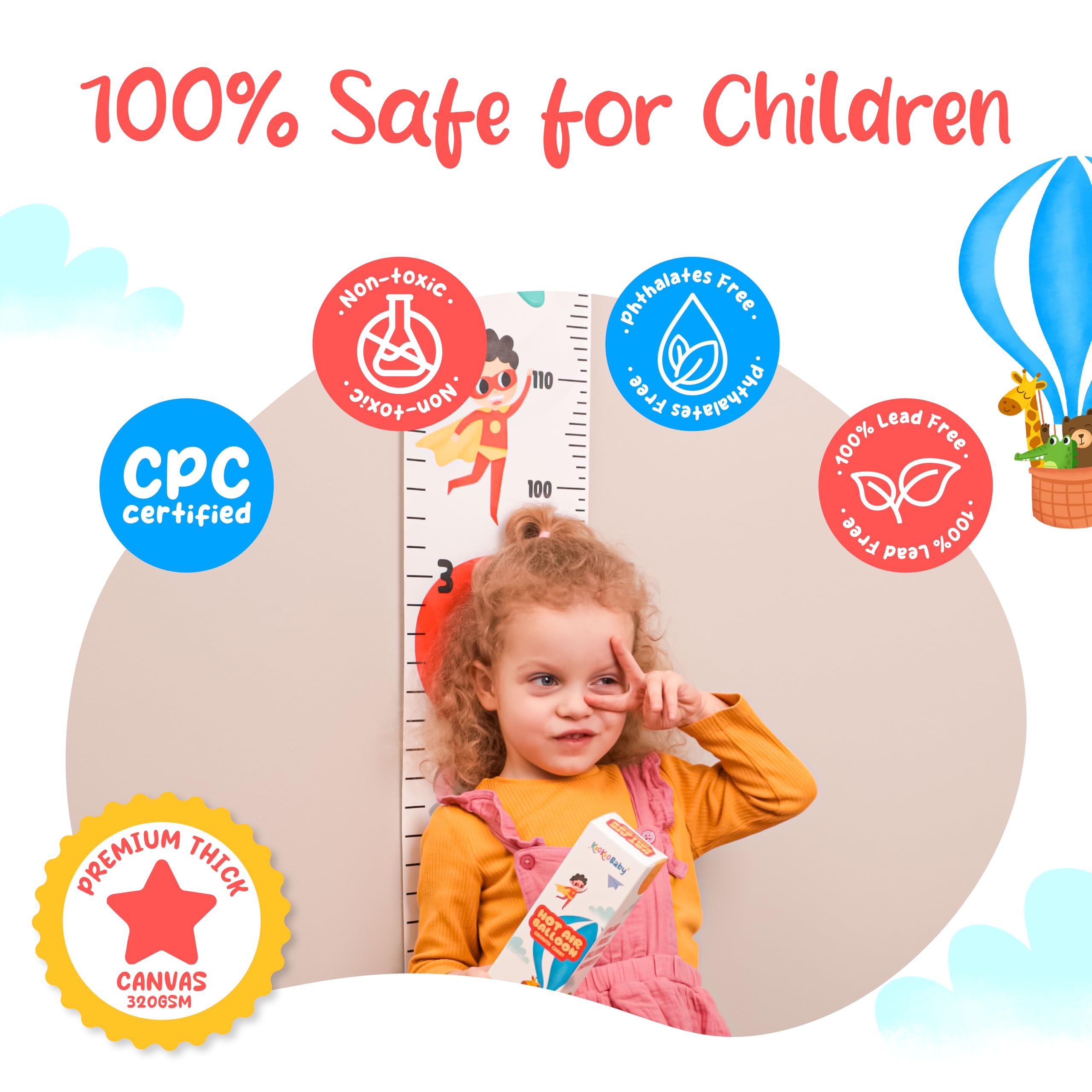 KooKooBaby growth chart wall decor colorful illustrations add vibrant decor with practical measurement