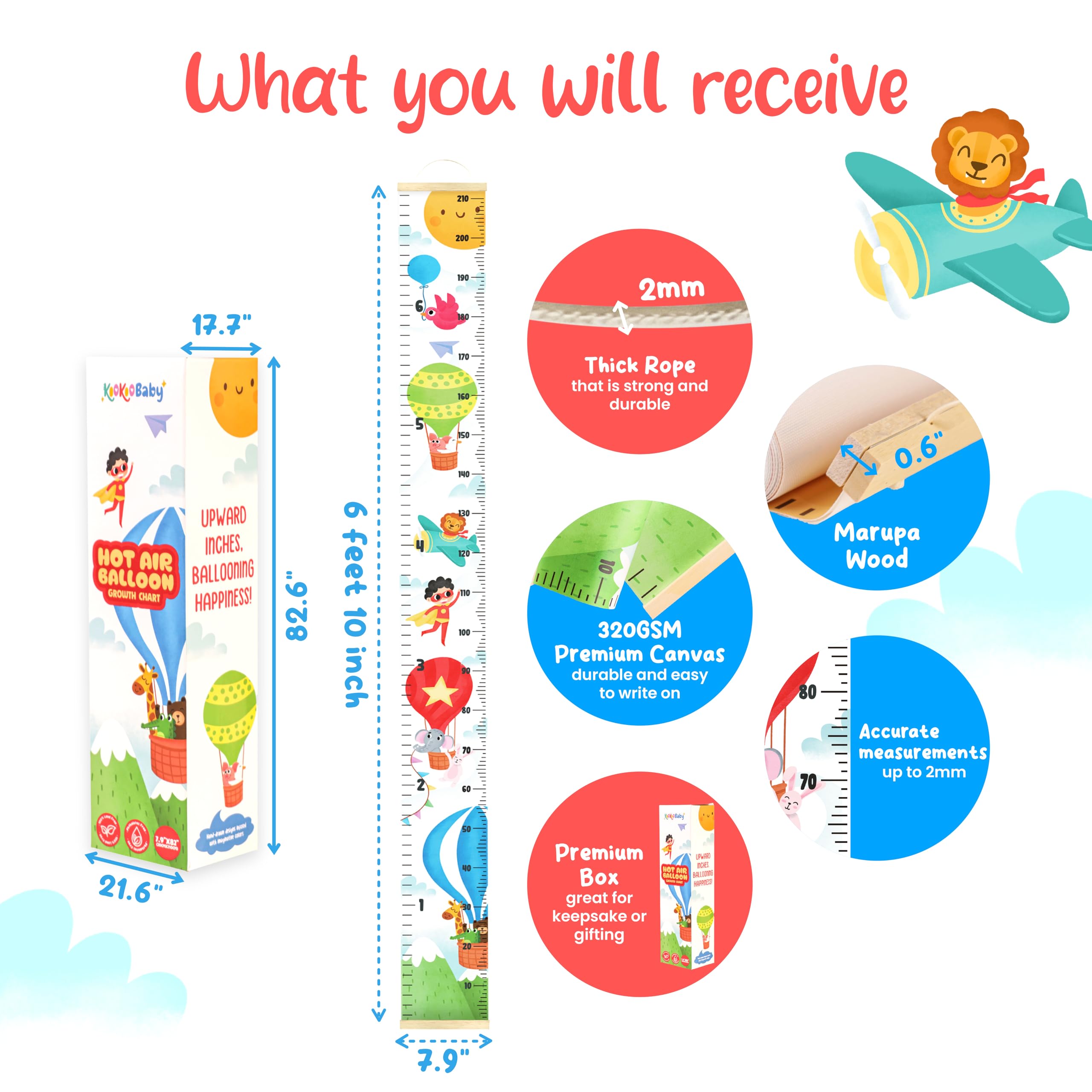 KooKooBaby growth chart wall measurements shows clear milestones for memory keeping