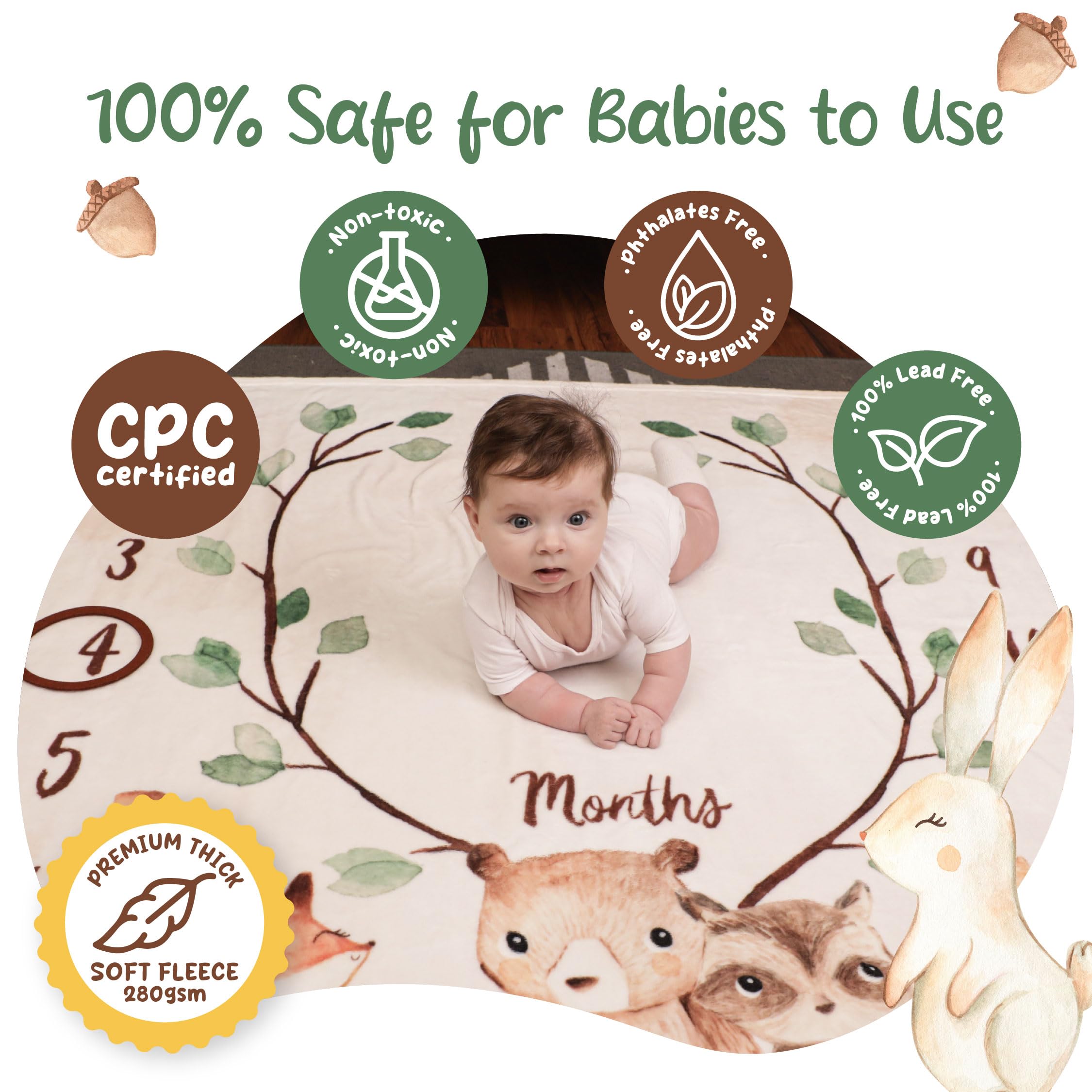 KooKooBaby 47x47 size offers ample space for growing babies during monthly photos