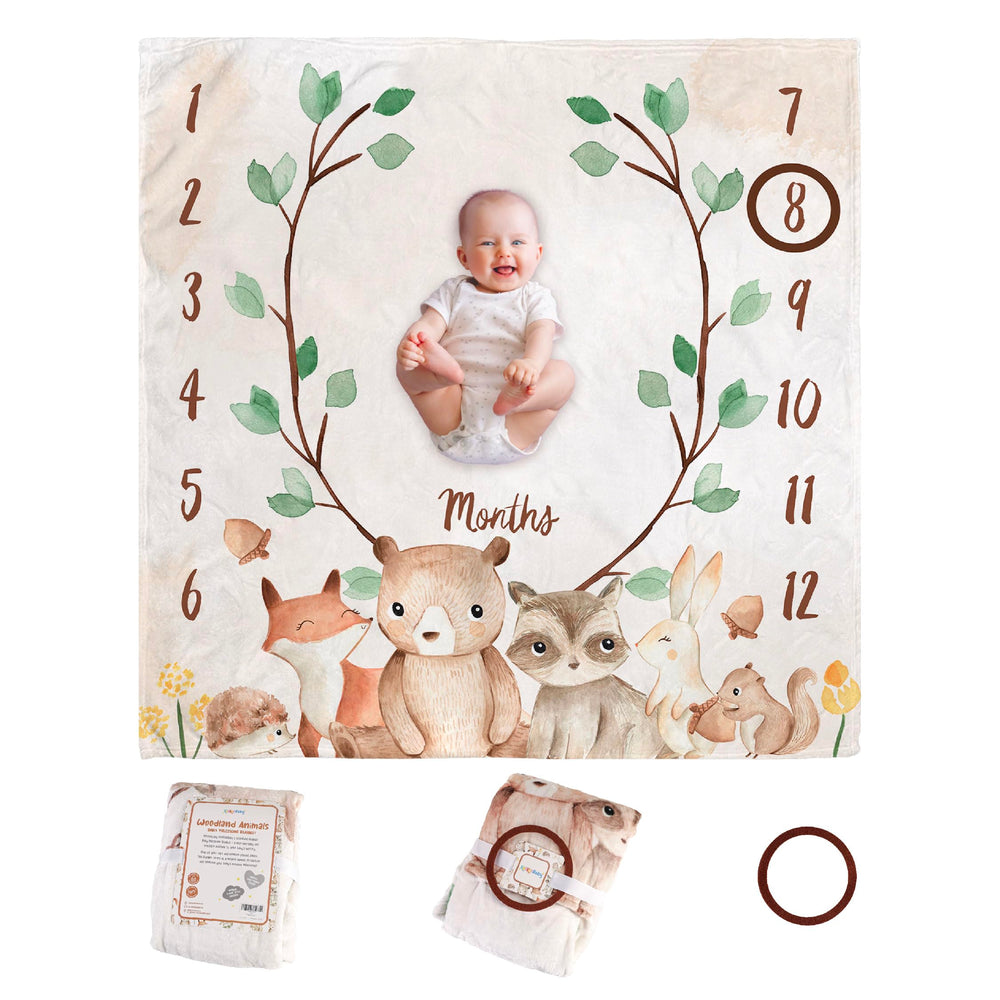 KooKooBaby milestone blanket woodland-animals for adorable milestone photo sessions