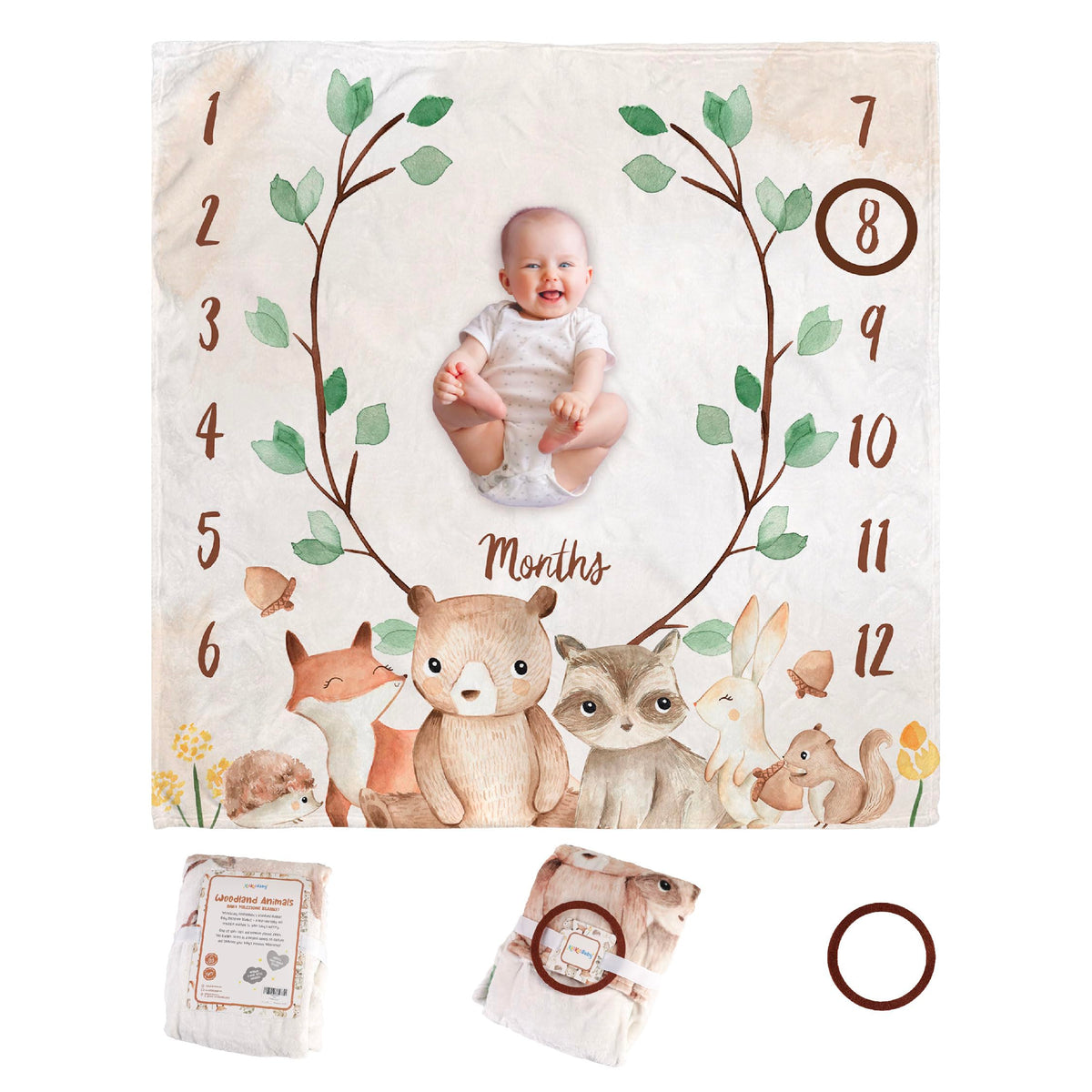KooKooBaby milestone blanket woodland-animals for adorable milestone photo sessions