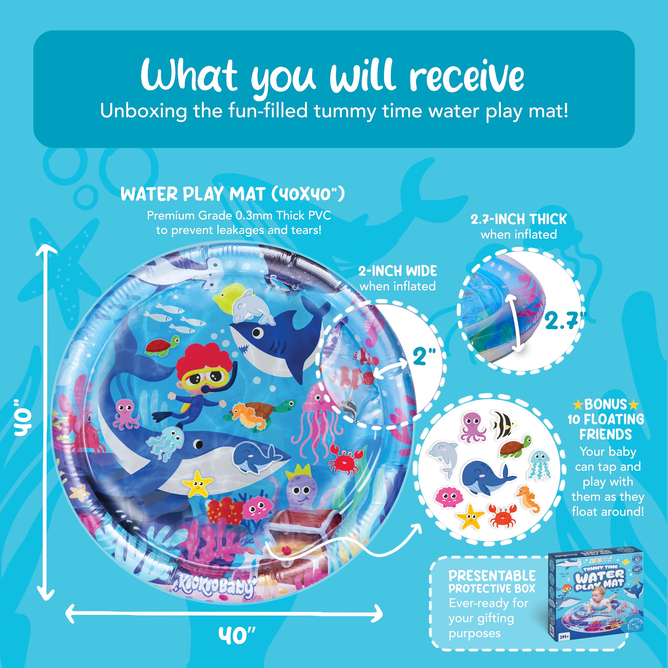 KooKooBaby water mat colors and sea creatures for sensory play