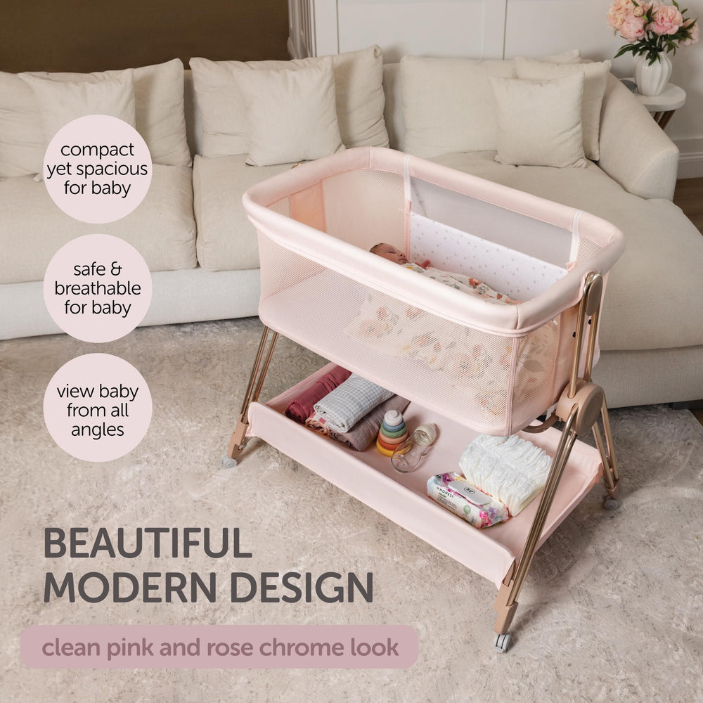 KOOLABABY bedside sleeper wheels and brake system for smooth movement.