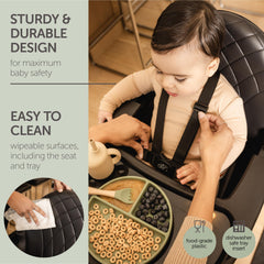 KOOLABABY convertible high chair adjustable height adapts to table and child