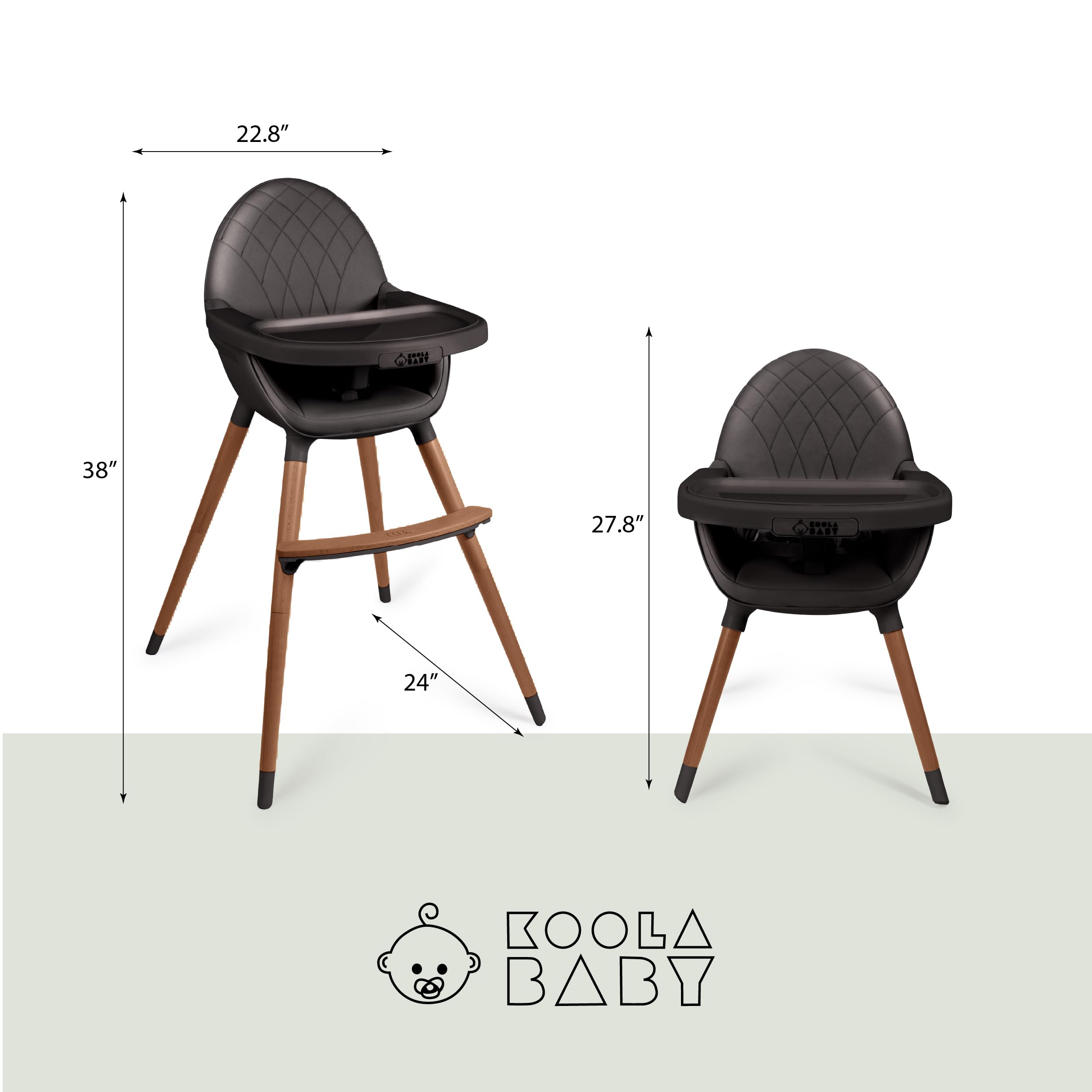 KOOLABABY convertible high chair beech hardwood adds warm durable seating