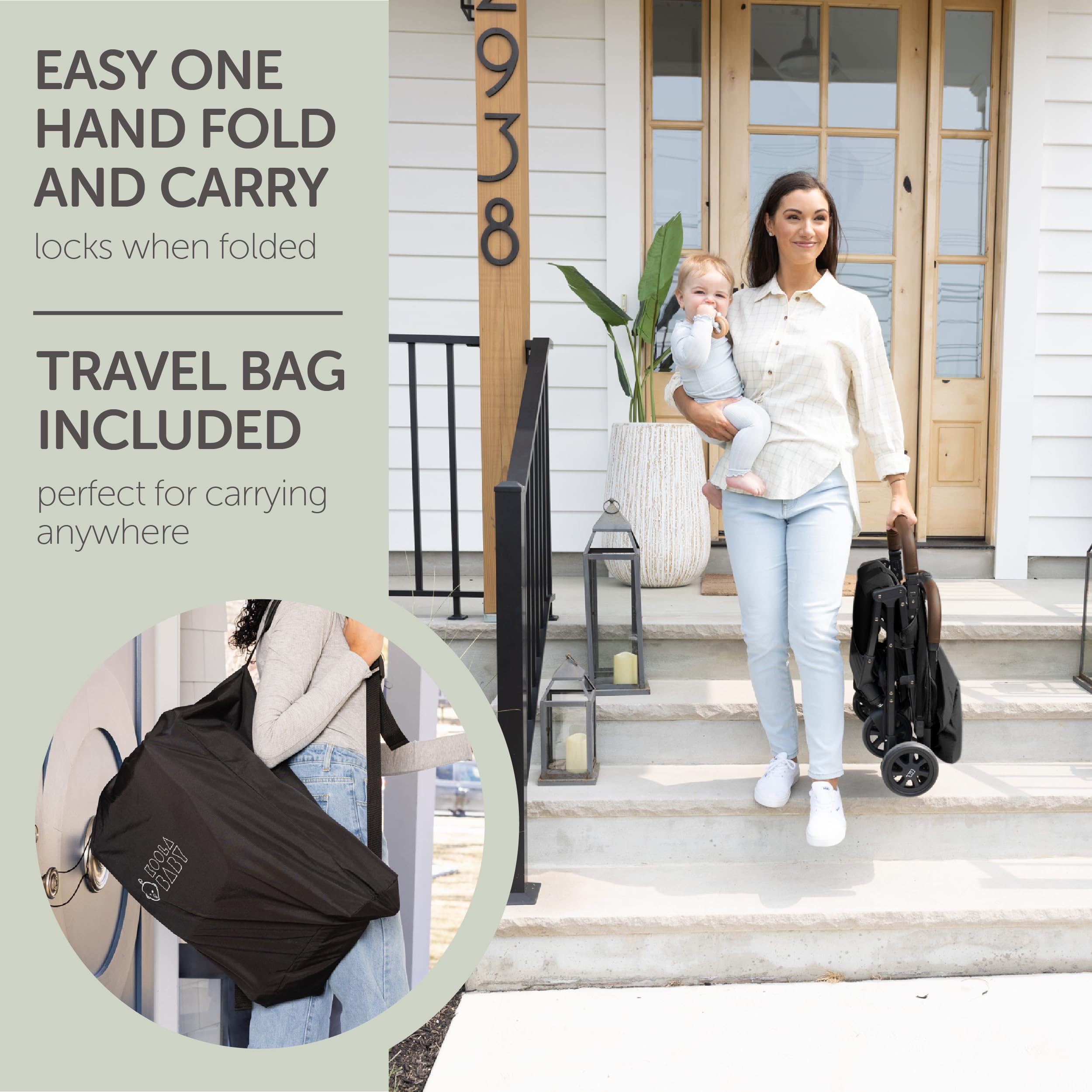 KOOLABABY lightweight travel stroller black color with stylish travel look