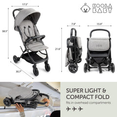 KOOLABABY grey travel stroller carry handle enables effortless one-handed transport.