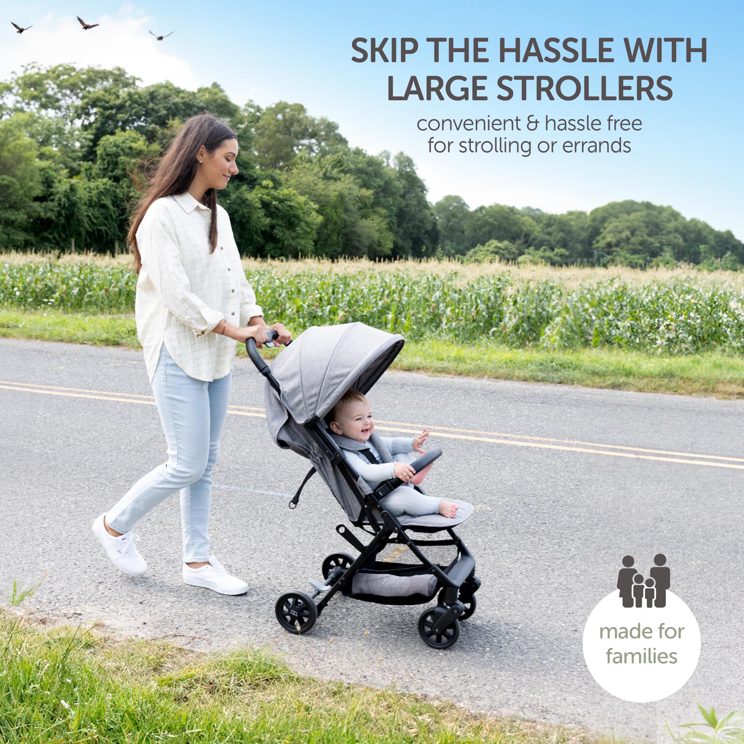 KOOLABABY grey stroller extendable sun canopy provides adjustable shade.