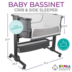 KoolerThings bassinet folded with travel bag demonstrates portable sleep space