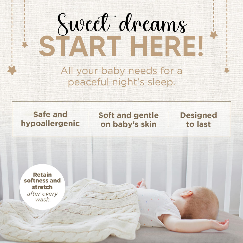 KoolerThings Bassinet Sheet organic cotton weave demonstrates soft touch for sensitive skin.