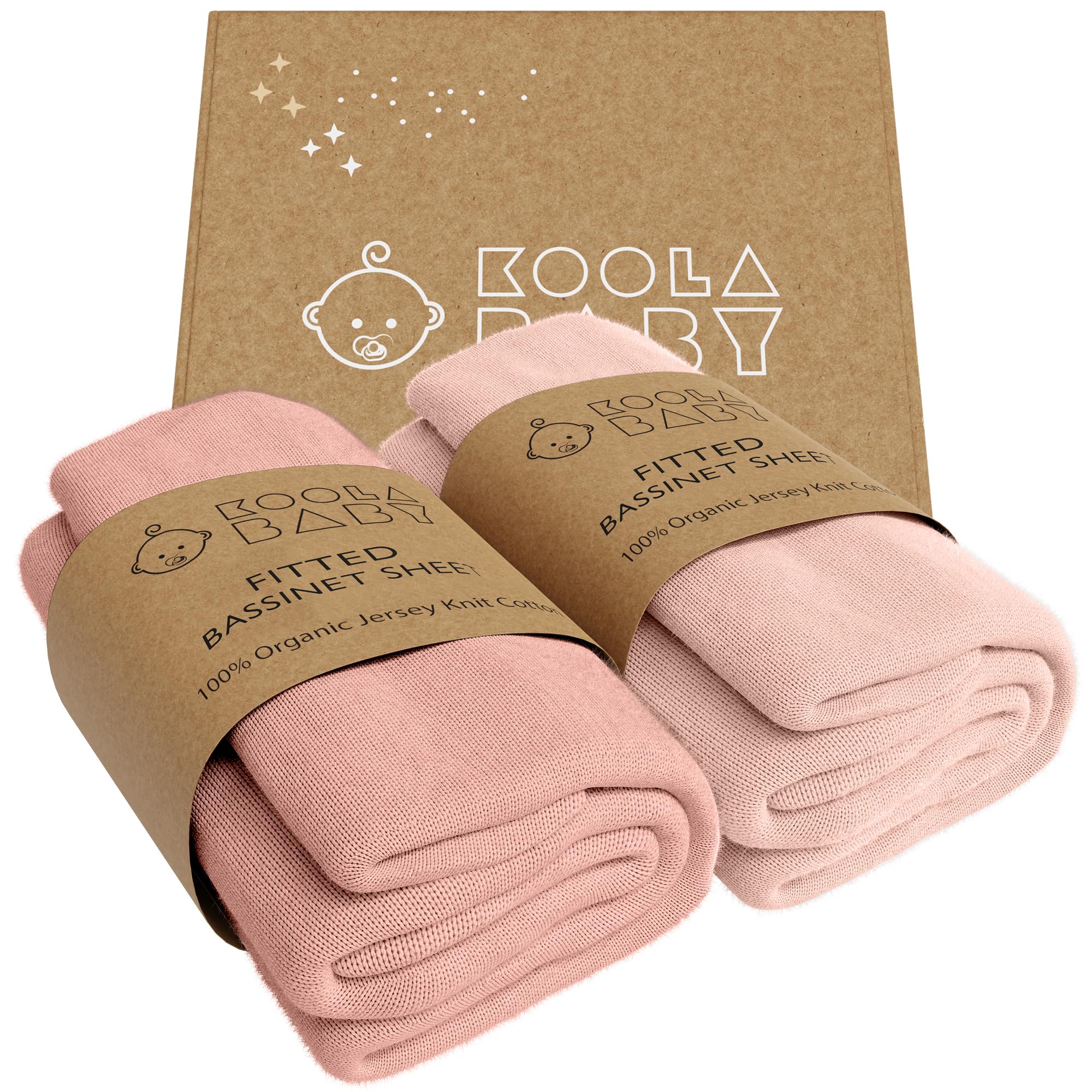 KoolerThings bassinet sheets in gift-ready packaging for baby shower