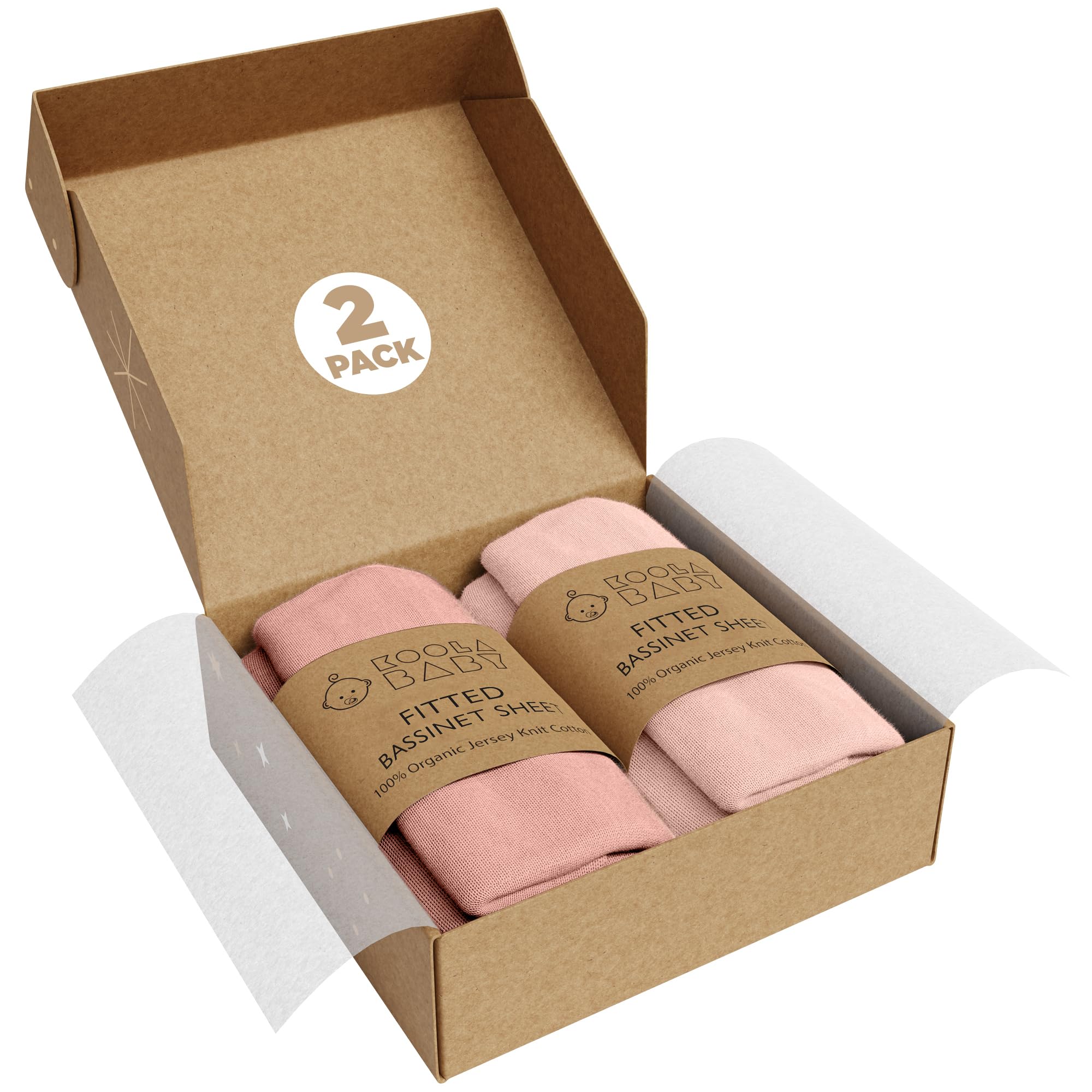 KoolerThings bassinet sheets packaging box, gift-ready presentation for new parents