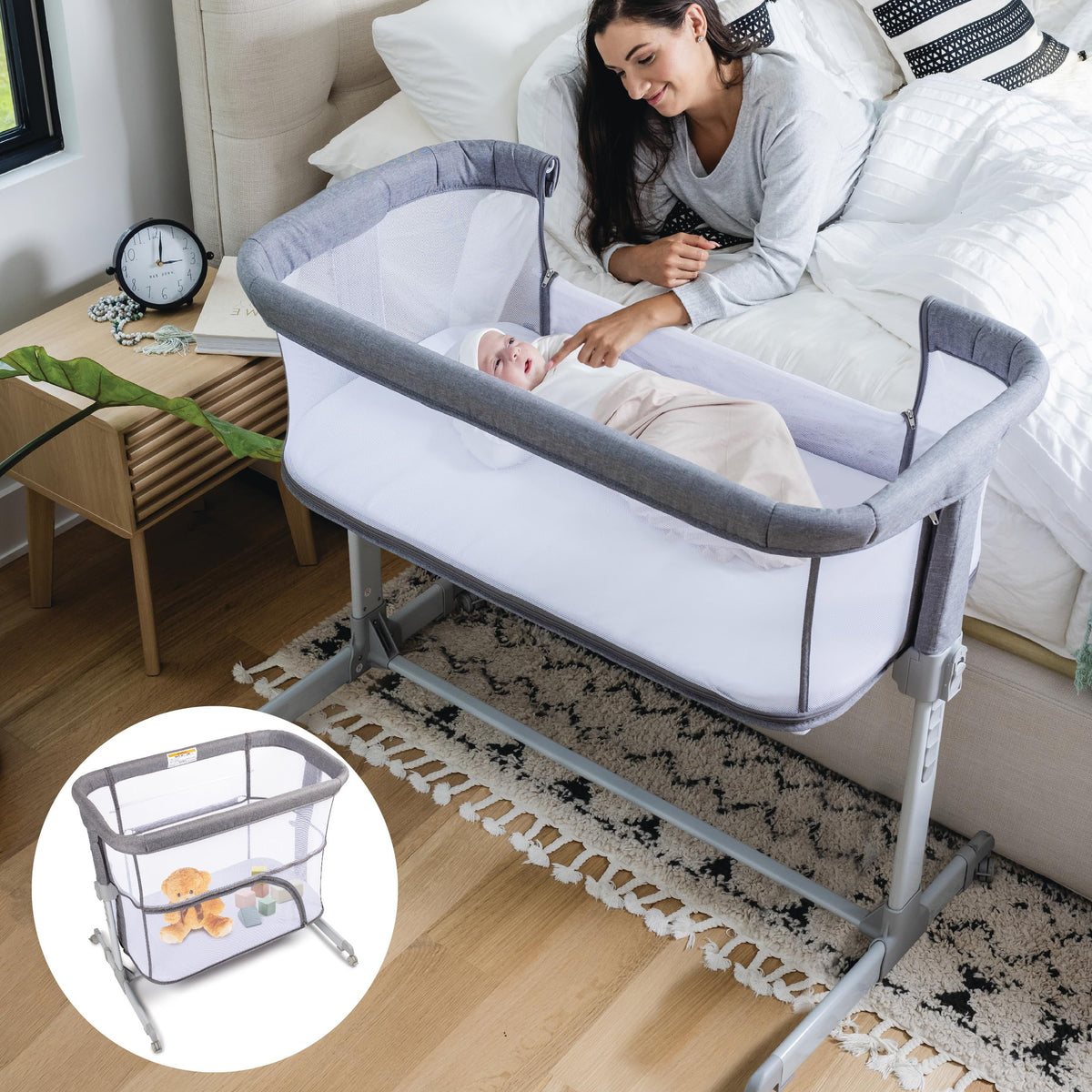 KoolaBaby bassinet in standalone mode offers versatile sleep space anywhere at home.