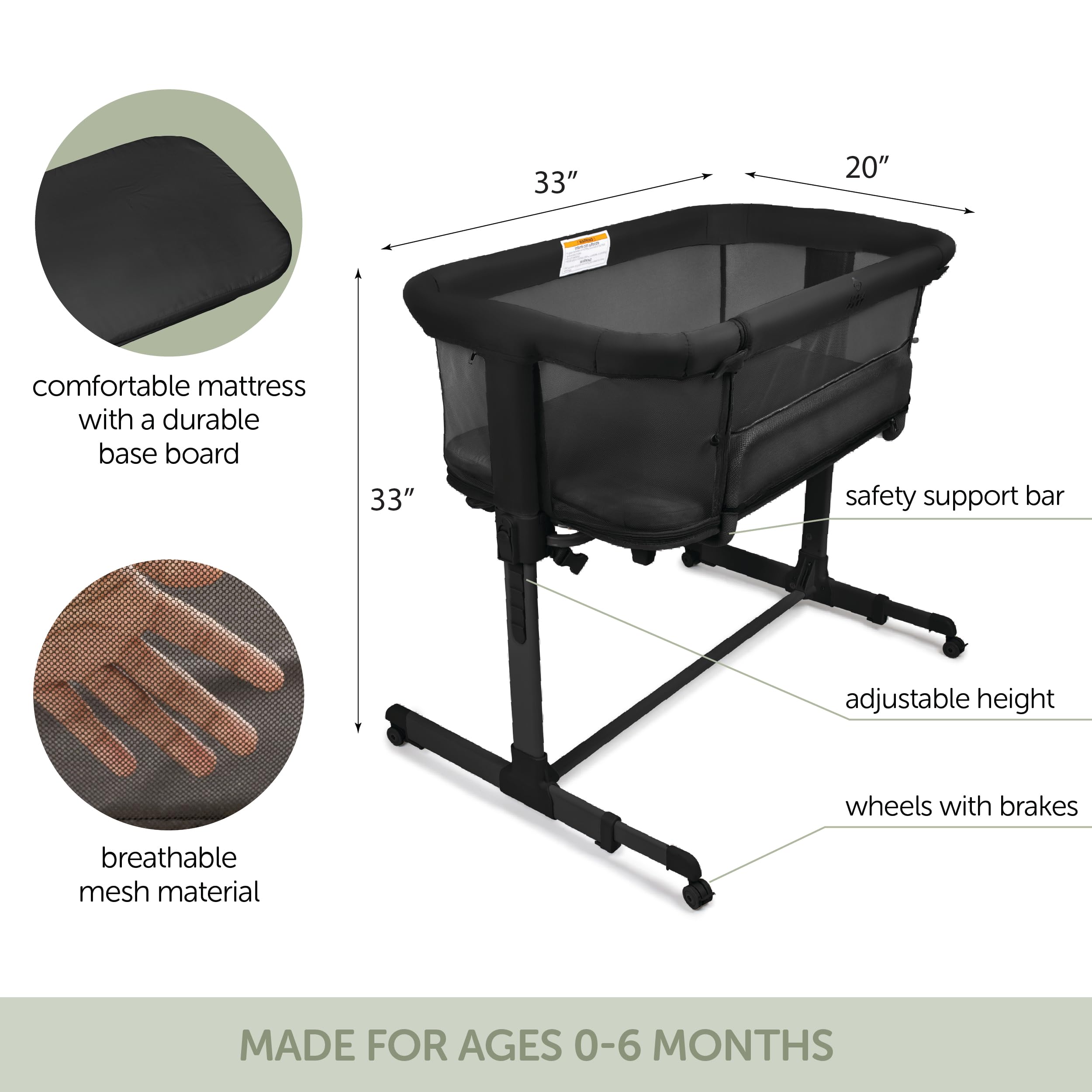 KoolerThings KoolaBaby bedside sleeper with zipper down enables easy nighttime nursing