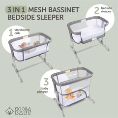 KoolaBaby bedside sleeper with zipper down enables close nighttime feeding and comfort.