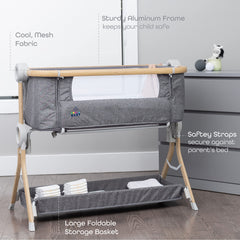 KoolerThings KoolaBaby bedside sleeper with zip-down edge for close-night nursing.