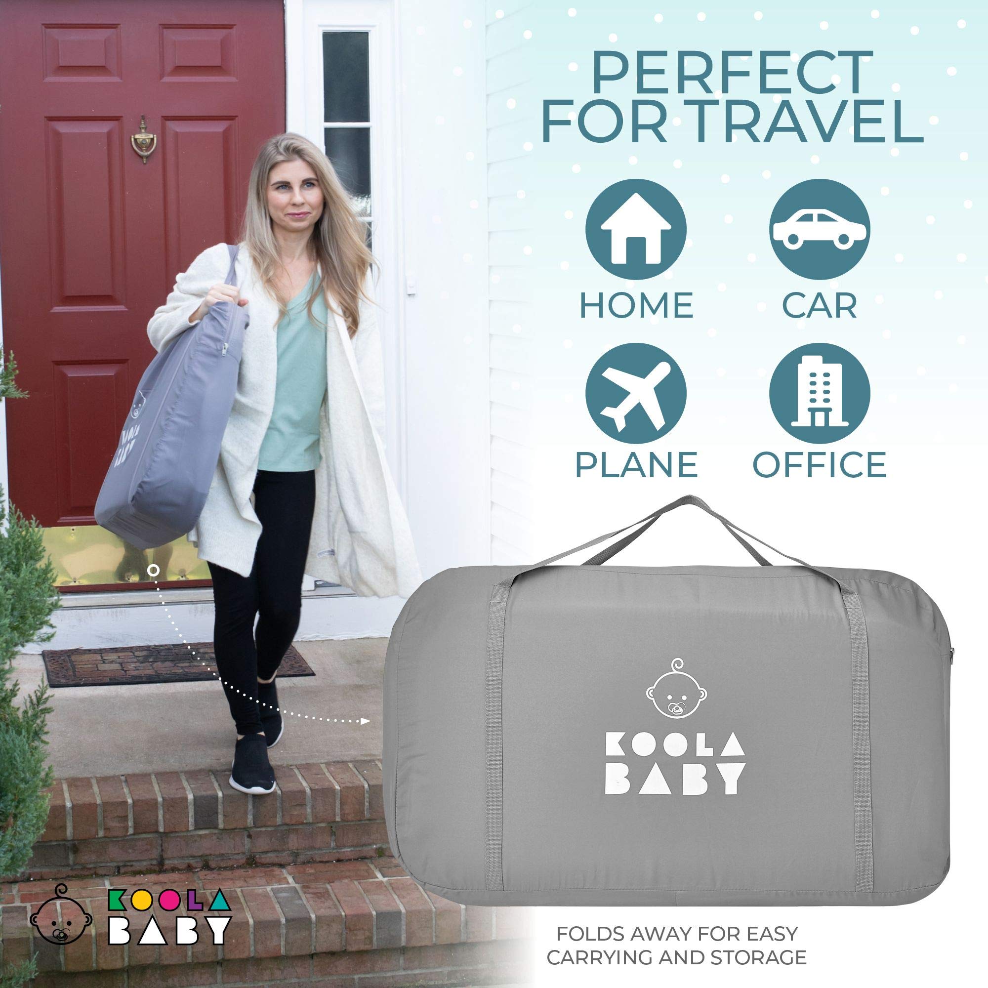 KoolerThings travel-fold compact crib ready for trips and visits with lightweight design